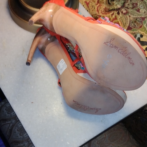 Sam Edelman Red and Purple Sandals with Beaded Straps - Picture 5 of 7